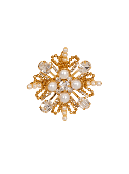 Brandebourg bead and crystal brooch