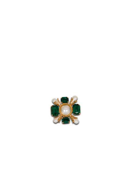 Baroque bead and crystal ring