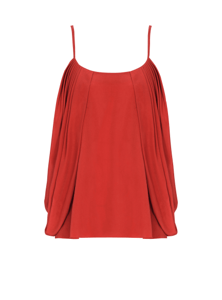 Draped silk crepe top