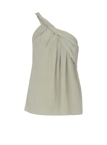 D&eacute;bardeur asym&eacute;trique drap&eacute; en cr&ecirc;pe de soie