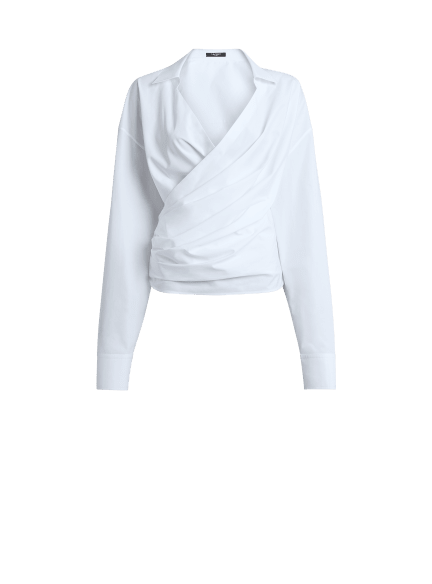 Draped cotton poplin shirt