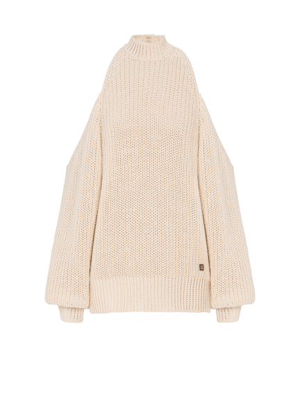 Jersey con hombros descubiertos de punto de algod&oacute;n