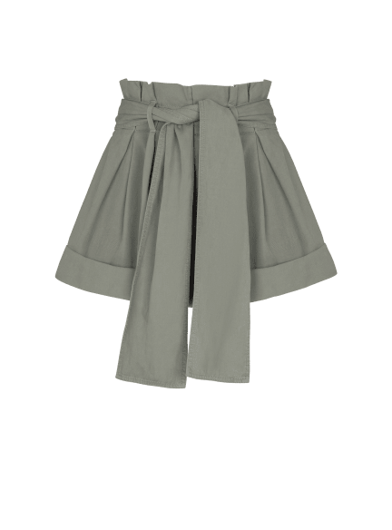 Cotton gabardine high-waisted shorts
