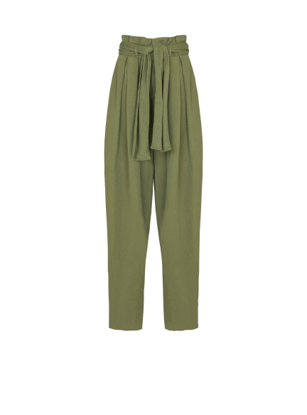 Twill high-waisted trousers