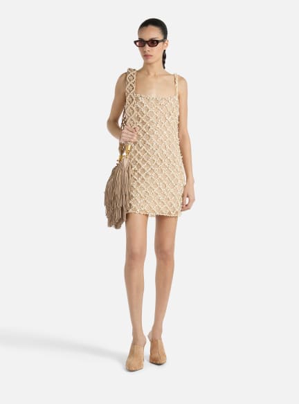 white christmas dresses Balmain Deep V-Neck White Cocktail Knit Dress – Runway Catalog main image 0