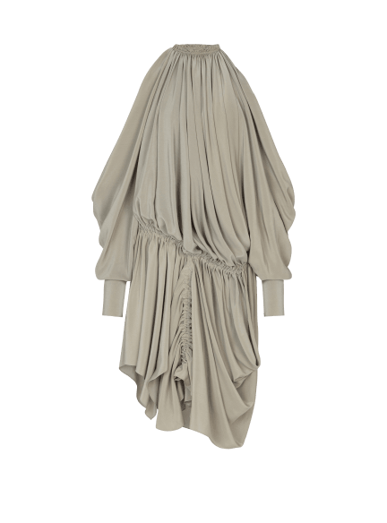 Draped silk crepe dress
