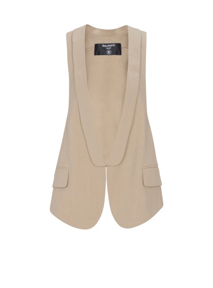 Asymmetrical cotton gabardine vest