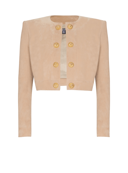 Cropped suede leather jacket