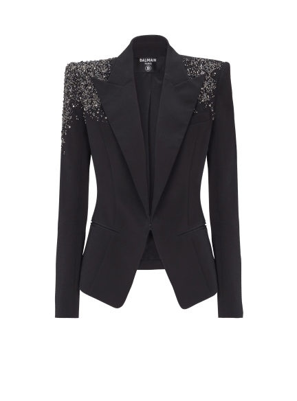 Crepe jacket with Amethyst embroidery