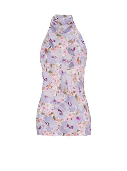 Sleeveless top with Poppy Flower print