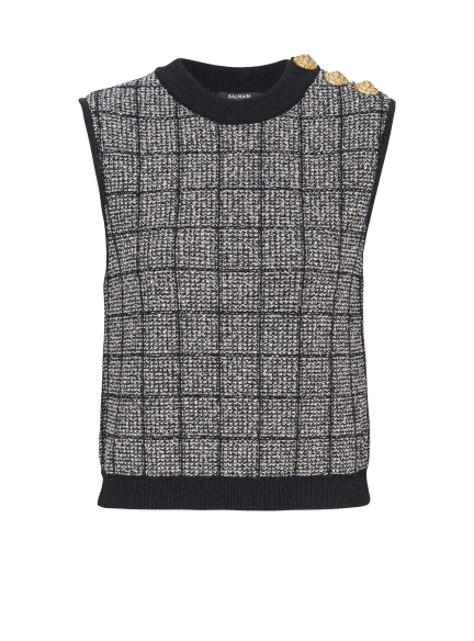 Tweed crop top with buttons