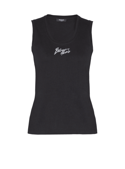 Relaxed tank top with Balmain Paris Brush print
