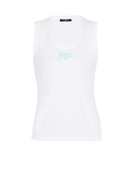 Relaxed tank top with Balmain Paris Brush print