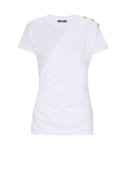 Draped T-shirt with buttons