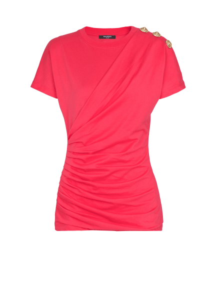 Draped T-shirt with buttons