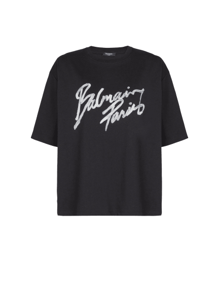 Boxy T-shirt with Balmain Paris Brush print