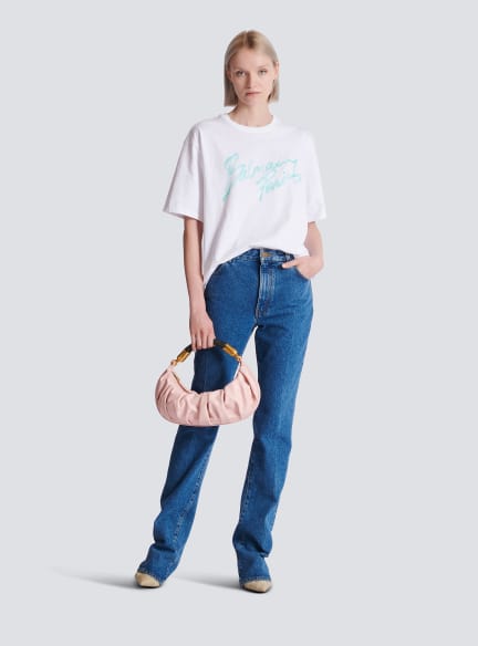Boxy T-shirt with Balmain Paris Brush print