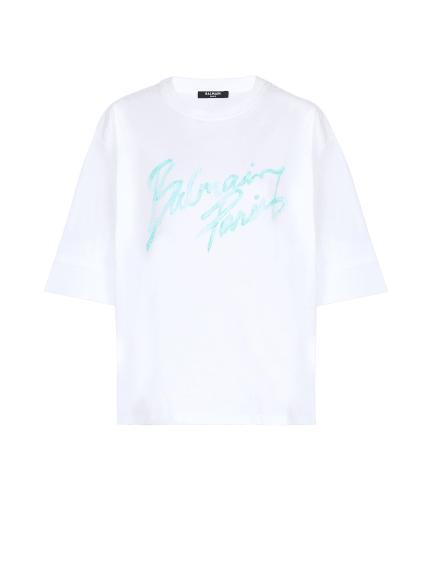 Boxy T-shirt with Balmain Paris Brush print