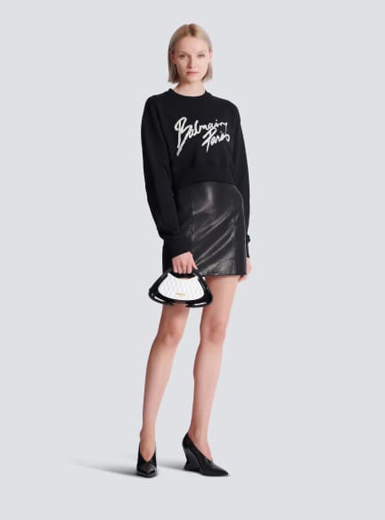 Cropped printed cotton sweatshirt