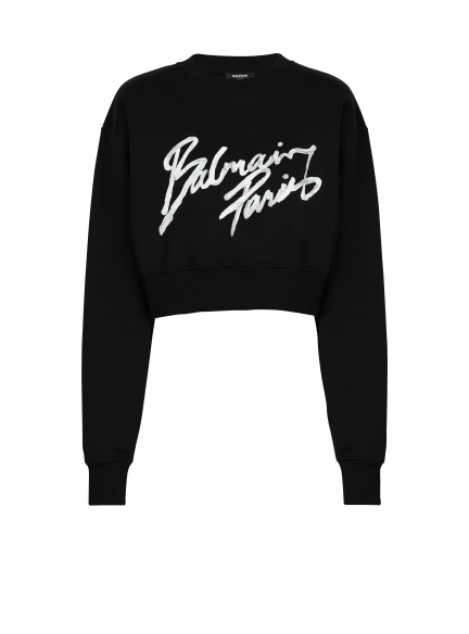 Cropped printed cotton sweatshirt