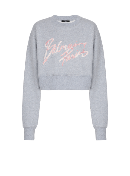 Cropped printed cotton sweatshirt