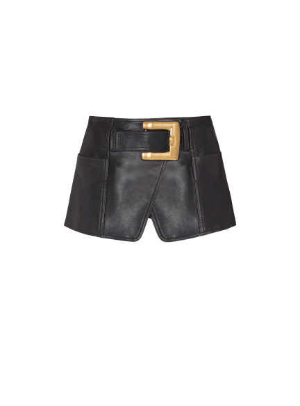 Belted Leather Mini Skirt