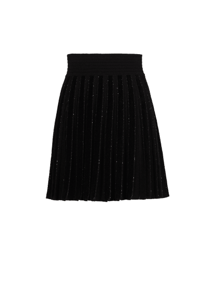 Pleated glitter knit skirt