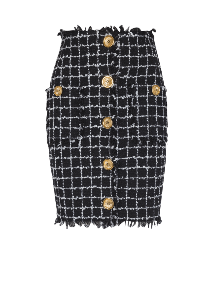 Tweed pencil skirt with buttons