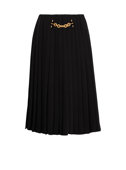 Pleated silk midi skirt with embellished detail