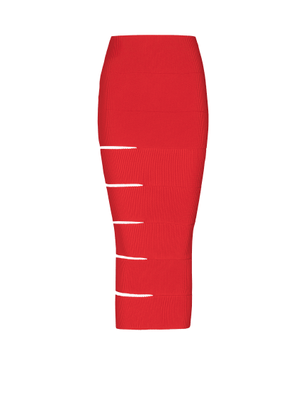 Long knit skirt with cut-outs