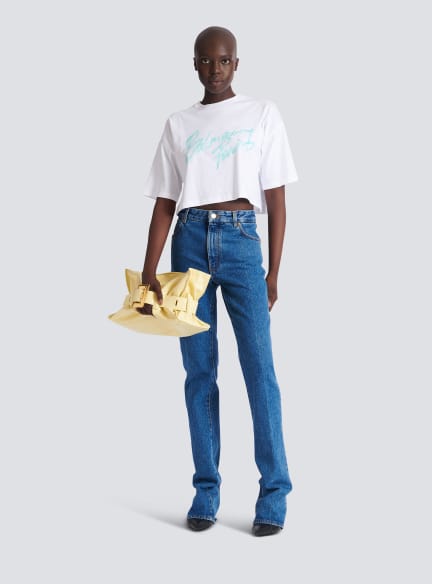 Straight-leg denim jeans