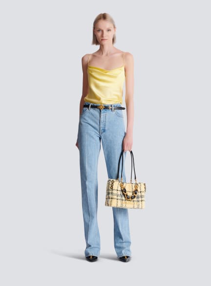 Denim high-waisted jeans