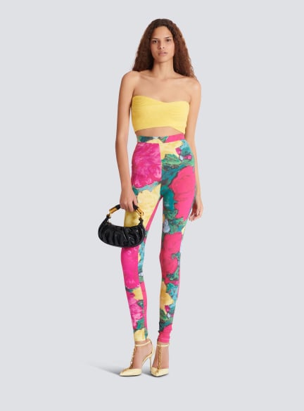 Jersey leggings with roses print