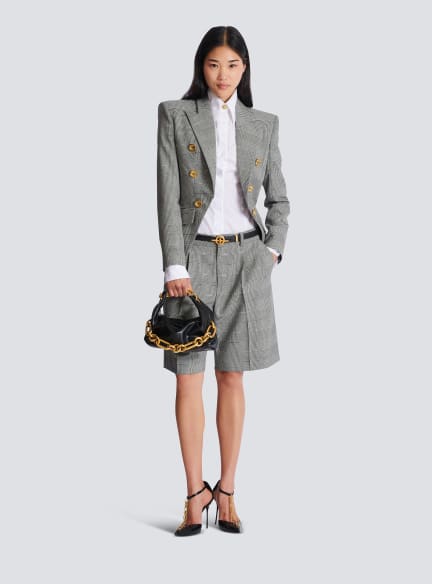 Darted shorts with Prince of Wales check