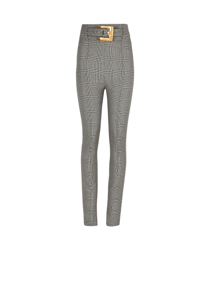 Stretch trousers in Prince of Wales jacquard