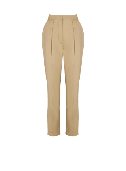 Darted 7/8 trousers in cotton gabardine