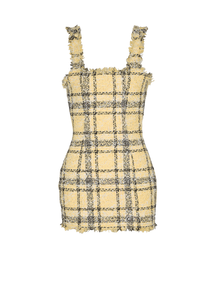 Short strappy dress in glitter tweed