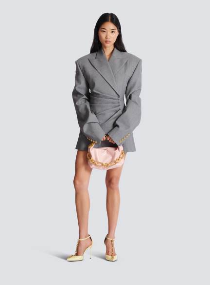 Short jacket dress in draped wool