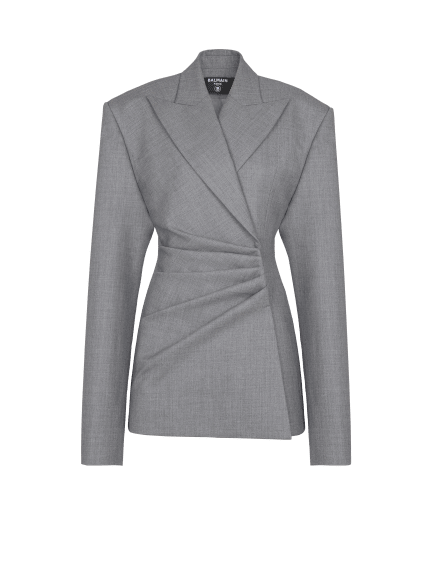 Short jacket dress in draped wool