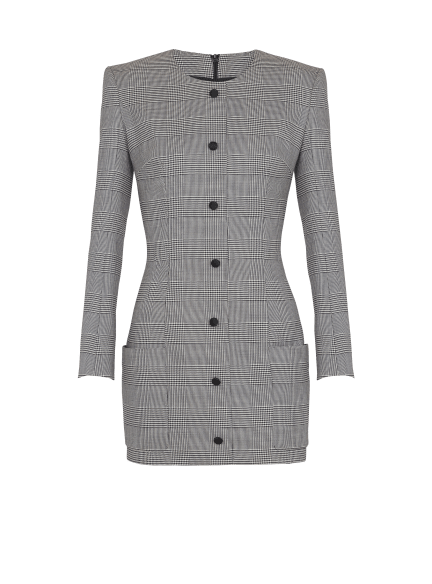 Short dress in Prince of Wales jacquard