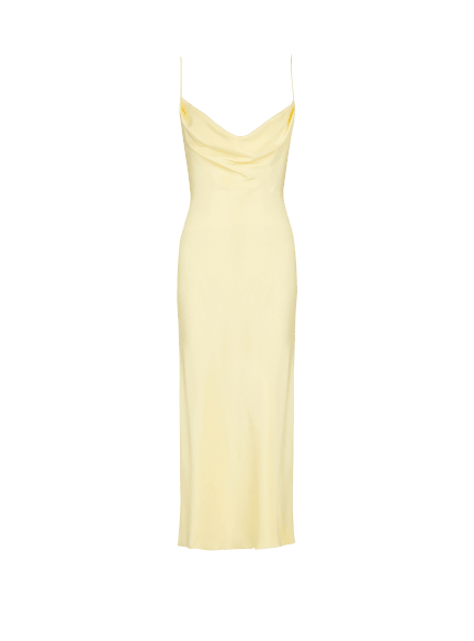 Long strappy dress in silk satin