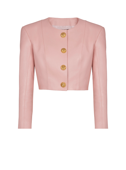 Cropped lambskin jacket