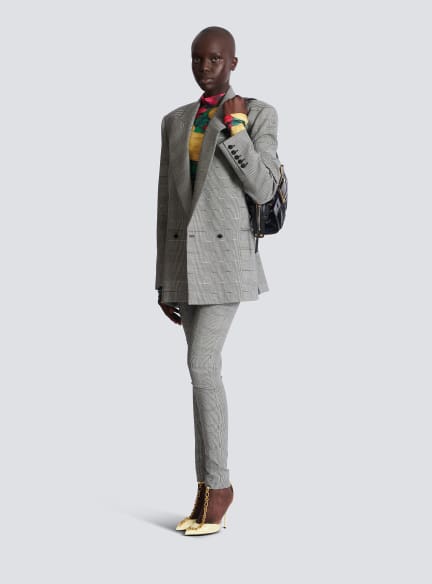 Oversized jacket in Prince of Wales jacquard