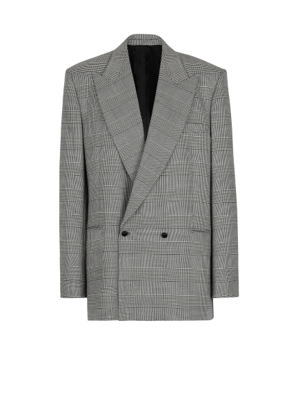 Oversized jacket in Prince of Wales jacquard