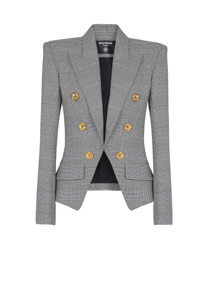 6-button jacket in Prince of Wales jacquard