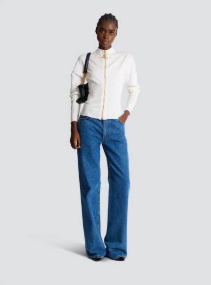 Zipped knit cardigan