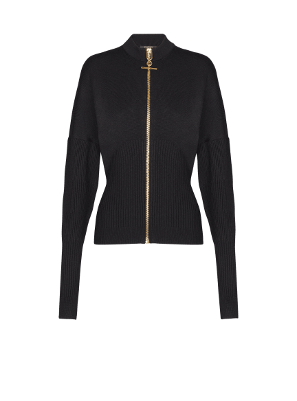 Zipped knit cardigan