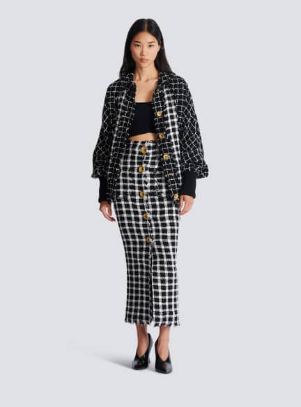 Oversized bomber jacket in mixed tweed