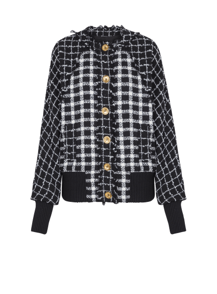 Oversized bomber jacket in mixed tweed