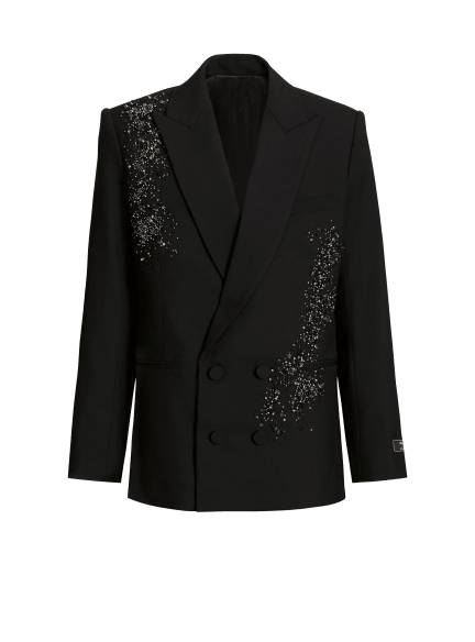 Wool blazer with Sand Effect Amethyst embroidery
